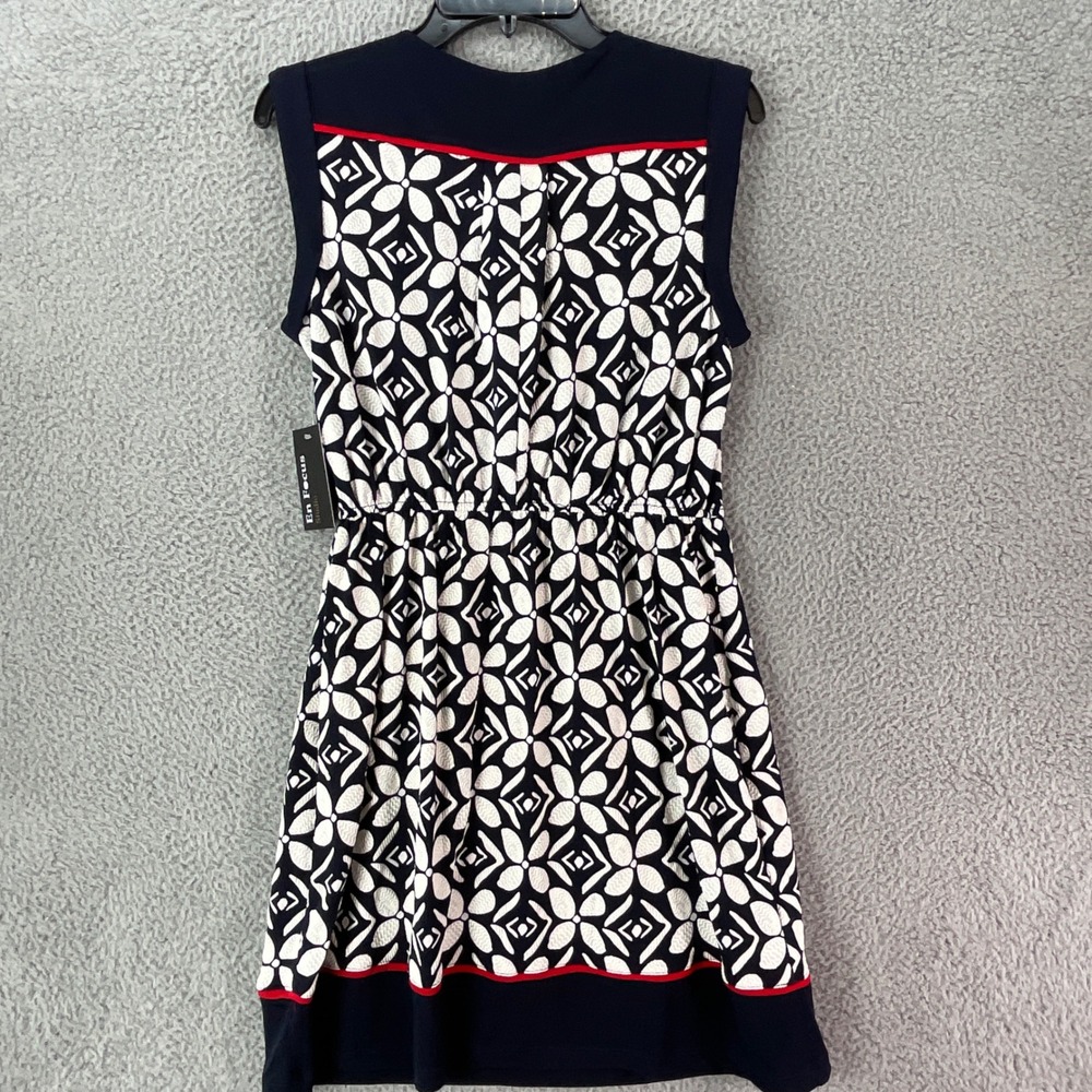 Enfocus Studio Dress Womens 8 Navy Blue White NWT Geometric Sleeveless V-Neck - Picture 7 of 7